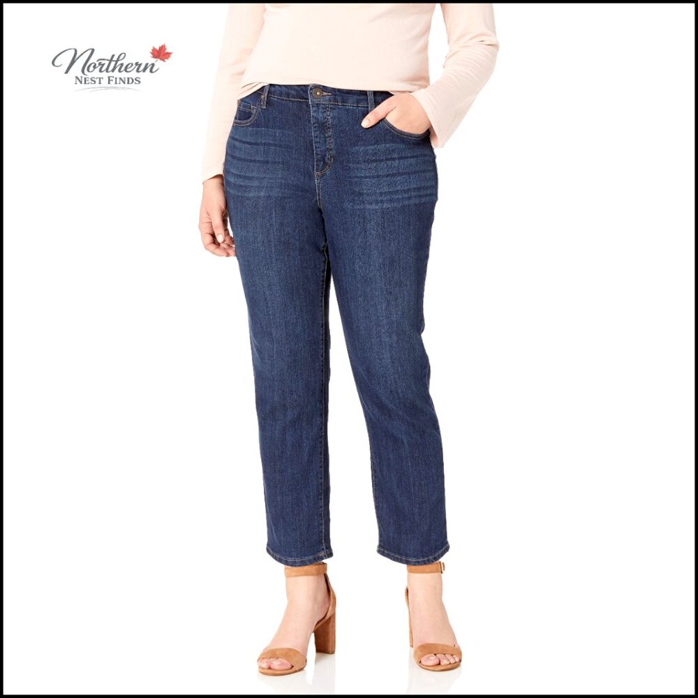 Plus Size Straight Leg Ankle Jeans, 5 Pocket Styling, Natural Waist